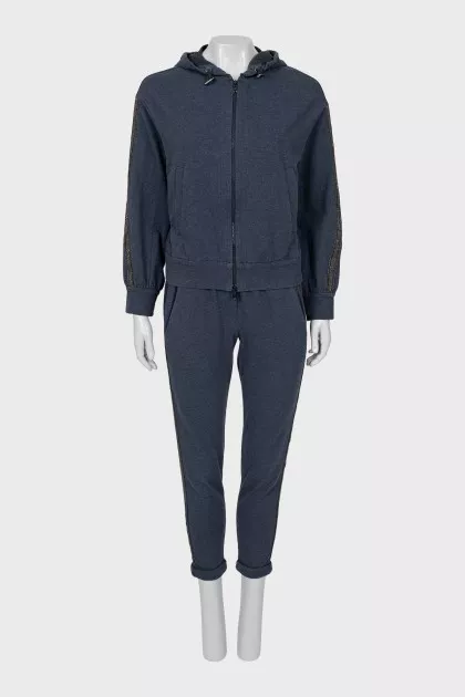 Sports suit with shiny decor
