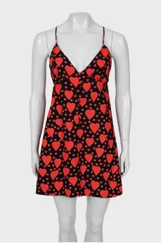 Heart print dress with tag