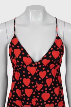 Heart print dress with tag
