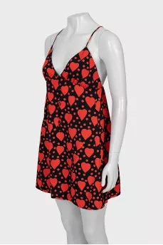 Heart print dress with tag