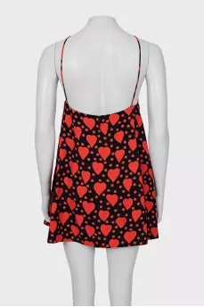 Heart print dress with tag