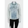 Denim Jacket with Buttons and Tag
