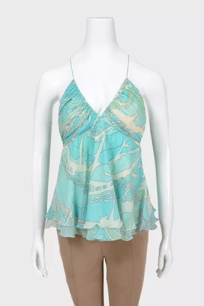 Turquoise V Neck Top