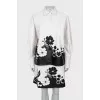 Black and white suit with embroidery
