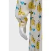 Dress with bikes and cats print