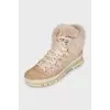 Leather boots with fur upper