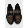 Patent leather loafers with signature print