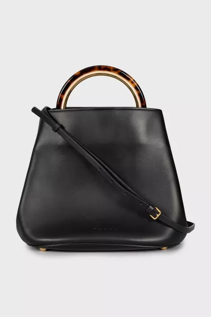Leather bag with accent handle