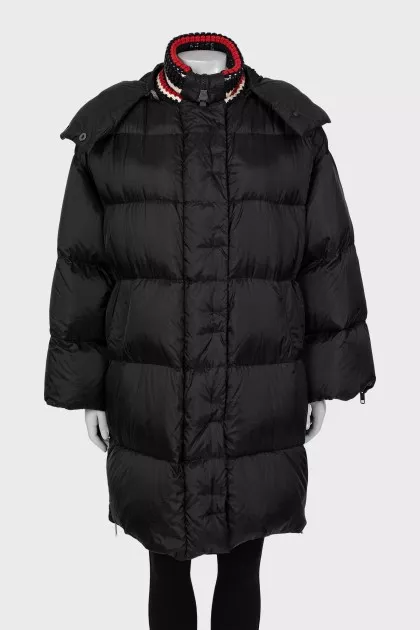 Down jacket with knitted collar
