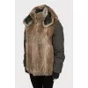Double-sided fur coat with removable hood
