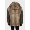Double-sided fur coat with removable hood