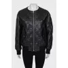 Leather jacket with tag