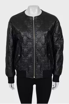 Leather jacket with tag