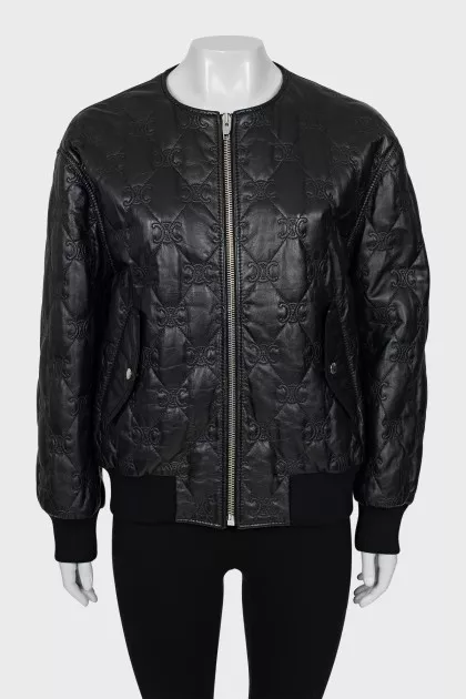 Leather jacket with tag
