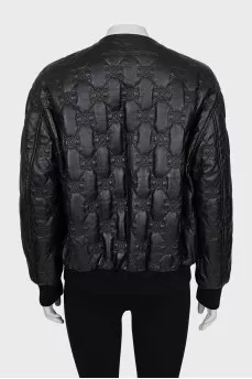 Leather jacket with tag