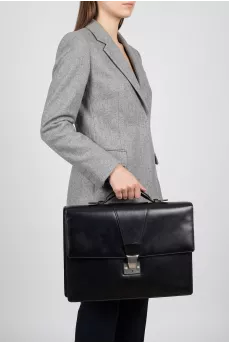 Leather briefcase with silver fittings