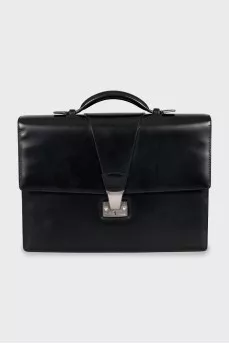 Leather briefcase with silver fittings