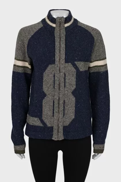 Knitted cardigan with zipper
