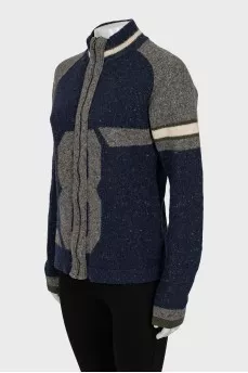 Knitted cardigan with zipper