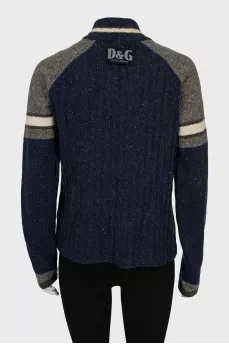 Knitted cardigan with zipper