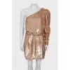 Dress with gold sequins with tag