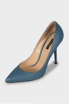Blue leather shoes