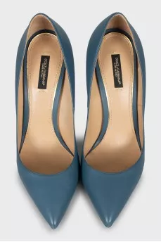 Blue leather shoes