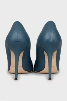 Blue leather shoes