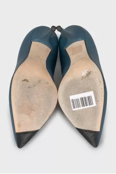 Blue leather shoes