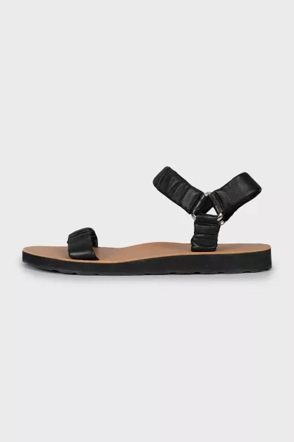 Black leather sandals