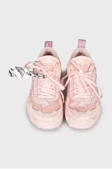 Pink sneakers with a massive sole