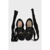 Textile shoes with transparent wedge heels