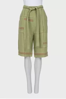 Linen shorts with ties