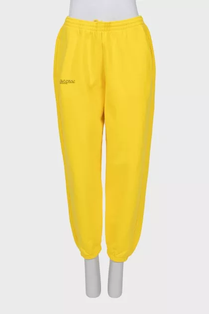 Yellow tapered sports pants