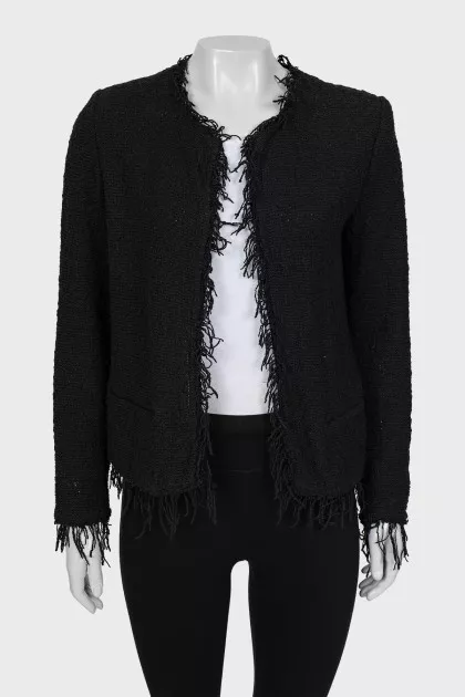 Black jacket with raw edges