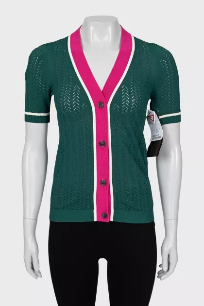 Short sleeve cardigan with tag