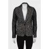 Fitted jacket in tweed and leather