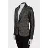 Fitted jacket in tweed and leather