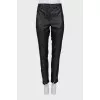 Black trousers with leather inserts