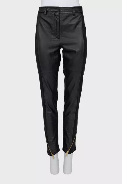 Black trousers with leather inserts