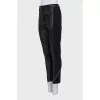 Black trousers with leather inserts