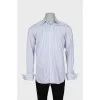 Men's thin blue striped shirt