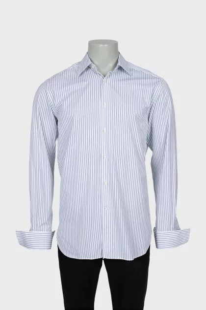 Men's thin blue striped shirt