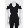 Fitted black ribbed top