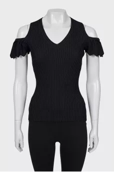 Fitted black ribbed top