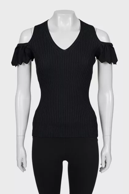 Fitted black ribbed top