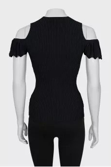 Fitted black ribbed top