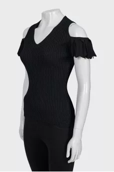 Fitted black ribbed top