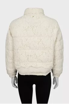 Down jacket decorated with lace
