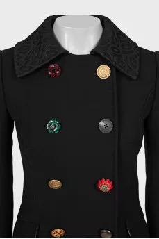 Wool coat with accent buttons